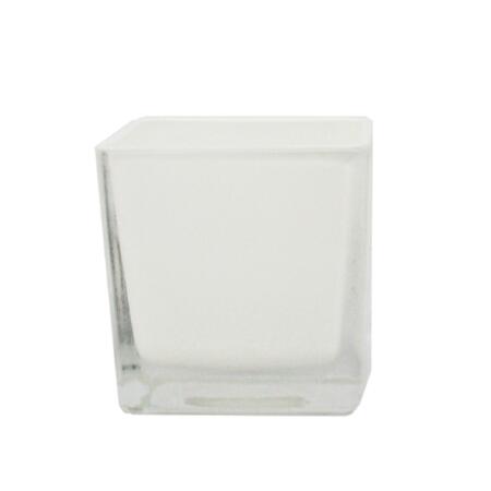 Jardinière cube en verre - 6x6x6cm blanc