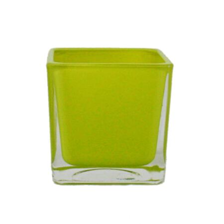 Overpot-Flowerpot glass cubes - 8x8x8cm green