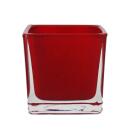 Übertopf Glas-Würfel - 8x8x8cm rot