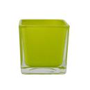 Overpot-Flowerpot glass cubes - 12x12x12cm green