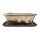 Bonsai bowl and saucer Gr. 4 - special glaze with fine color-effect - angular - cream / brown - L 26cm - B 20cm - H 8cm