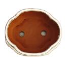 Bonsai-Schale mit Unterteller Gr. 2 hellbeige haitang/oval  Modell I5 L 14,5cm B 12,5cm H 5cm