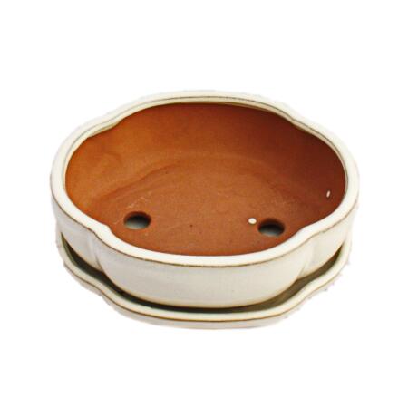 Accessoire Culture Bonsai Bol Bonsaï Avec Soucoupe Modèle O47 - 19x13,5x5cm - Vert - Céramique Chinoise Pot Plante Miniature