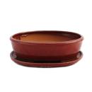 Bonsai cup and saucer Gr. 4 - red - oval - model O3 - L 26cm - B 20.5cm - H 7.5cm