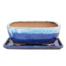 Bonsai cup and saucer Gr. 4 - blue/beige - rectangular - model G5B - L 25,5cm - B 19cm - H 9cm