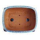 bol bonsaï avec soucoupe taille 4 - bleu/beige - rectangulaire - modèle g5b - l 25,5cm - b 19cm - h 9cm
