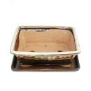 Bonsai cup and saucer Gr. 4 - brown/beige - rectangular -...