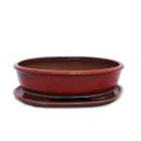 Bonsai cup and saucer Gr. 5 - red - oval - model O3 - L 31cm - B 24.5cm - H 8.5cm
