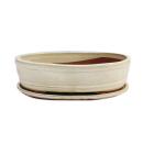 Bonsai-Schale mit Unterteller Gr. 5 - hellbeige - oval -...