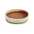 Bonsai cup and saucer Gr. 5 - light beige - oval - model O7 - L 31cm - B 24cm - H 7,5 cm