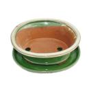 Bonsai cup and saucer Gr. 8 inch - green-beige - oval - model O4 - L 21cm - B 17cm - H 6cm