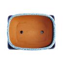 bol bonsaï avec soucoupe taille 8 pouces - bleu-beige - angulaire - modèle g5b - l 20,5cm - b 16cm - h 8cm