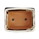 bol bonsaï avec soucoupe taille 8 pouces - brun-beige - angulaire - modèle g93 - l 21cm - b 16cm - h 8cm