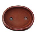 Bonsai cup and saucer Group 2 - Special glaze with fine gradient effect - oval O3 - red-gray - L 15cm - B 11.5 cm - 4.5 cm H