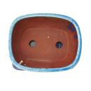 Bonsai-Schale mit Unterteller Gr. 2 Sonderglasur mit edlem Farbverlauf-Effekt rechteckig G5B blau-beige L 15,6cm B 12,5cm H 7cm