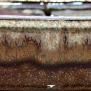 Bonsai bowl with saucer size 2 - special glaze with elegant gradient effect - rectangular G93 - brown-beige - L 15.5cm - W 12.5cm - H 7,2cm