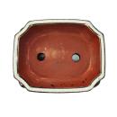 Bonsai bowl with saucer size 2 - special glaze with elegant gradient effect - rectangular G117 - black-white - L 15.8cm - W 12.5cm - H 6cm