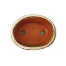 Bonsai-Schale mit Unterteller Gr. 2 - Sonderglasur mit edlem Farbverlauf-Effekt - oval 09 - hellgr&uuml;n-beige -  L 16cm - B 12cm - H7,3cm