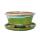 bol bonsaï avec soucoupe taille 2 - glaçure spéciale avec effet dégradé de couleurs nobles - ovale 09 - vert clair-beige -  l 16cm - b 12cm - H7,3cm
