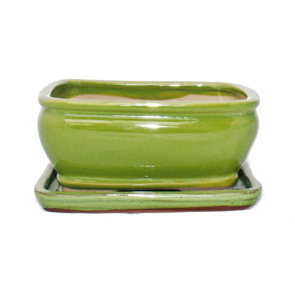 Pot à Bonsaï Ovale En Céramique Bleu - Taille 5, Modèle O7, 31x24x7.5 Cm Avec Soucoupe - Origine Yixing