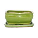 Bonsai bowl with saucer Gr. 2 - Special glaze light green...