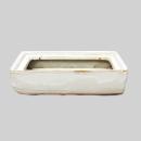 Bonsai bowl with water storage coaster - Gr. 2 - white - rectangular - L 13,7cm - W 9,2cm - H 4,8cm