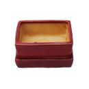 Bonsai bowl with water storage coaster - Gr. 2 - red - rectangular - L 13,7cm - W 9,2cm - H 4,8cm