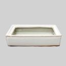 Bonsai bowl with water storage coaster - Gr. 3 - white - rectangular - L 16,4cm - W 11cm - H 5cm