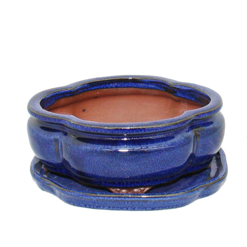 Bol à Bonsaï Avec Soucoupe Carré Vert - Taille 2 - 14,5 X 11,3 X 6,6 Cm - Exotenherz