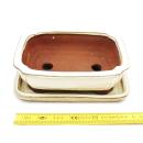 Bonsai bowl with saucer Gr. 2 - rectangular G12 - light beige - L 15.5cm - W 12cm - H 4.5cm