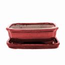 Bonsai bowl with saucer Gr. 2 - rectangular G12 - red - L...