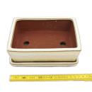 Bonsai bowl with saucer Gr. 3 - rectangular G1 - light beige - L 18cm - W 14cm - H 5,5cm