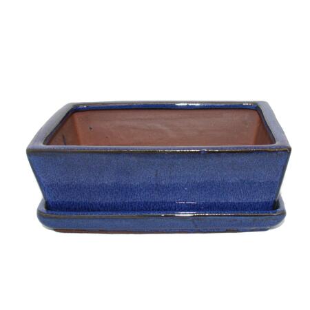 Bonsai bowl with saucer Gr. 3 - rectangular G1 - blue - L 18cm - W 14cm - H 5,5cm