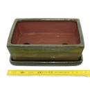 Bonsai bowl with saucer Gr. 3 - rectangular G1 - olive-brown - L 18cm - W 14cm - H 5,5cm