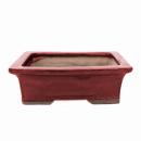 Bonsai bowl with saucer Gr. 3 - rectangular G29 - red - L 18cm - W 13cm - H 6cm