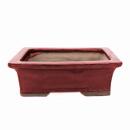 Bonsai-Schale mit Unterteller Gr. 3 - Rot - eckig - Modell G29 - L 18cm - B 13cm - H 6cm