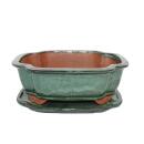 Bonsai bowl with saucer Gr. 4 - haitang I4 - green - L 26cm - W 20,5cm - H 8,5m