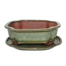 Bonsai bowl with saucer Gr. 4 - haitang I4 - olive-brown...