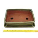 Bonsai bowl with saucer Gr. 4 - rectangular G30 - olive-brown - L 25cm - W 19cm - H 6,5m