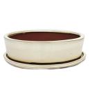 Bonsai bowl with saucer Gr. 4 - oval O1 - light beige - L...
