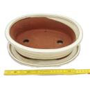 Bonsai bowl with saucer Gr. 4 - oval O4 - light beige - L...