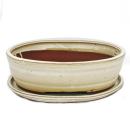 Bonsai bowl with saucer Gr. 4 - oval O7 - light beige - L...