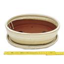 Bonsai bowl with saucer Gr. 4 - oval O7 - light beige - L 26cm - W 21cm - H 7,5cm