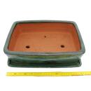 Bonsai bowl with saucer Gr. 4 - rectangular G30 - green -...