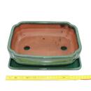 Bonsai bowl with saucer Gr. 4 - rectangular G68 - green -...