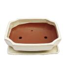 Bonsai bowl with saucer Gr. 4 - rectangular G117 - light beige - L 25,5cm - W 19,5cm - H 8,2cm