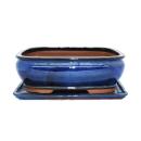 Bonsai bowl with saucer Gr. 4 - rectangular G81 - blue - L 25cm - W 21cm - H 9,5cm