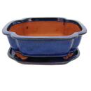 Bonsai bowl with saucer Gr. 5 - haitang I4 - blue - L 31,5cm - W 26cm - H 11cm