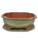 Bonsai bowl with saucer Gr. 5 - haitang I4 - olive-brown...