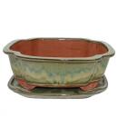 Bonsai bowl with saucer Gr. 5 - haitang I4 - olive-brown - L 31,5cm - W 26cm - H 11cm